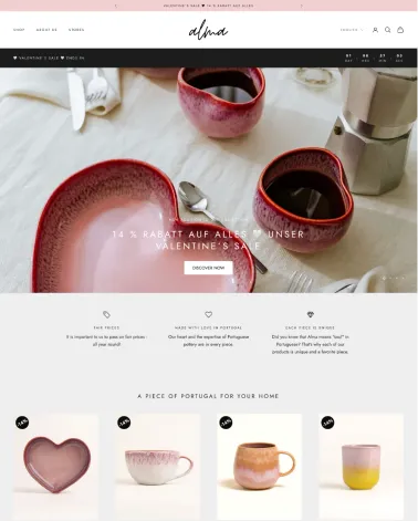 Shopify Shop Erstellung für Alma Ceramics