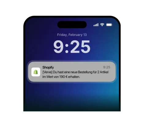Smartphone das eingehende Shopify Bestellungen zeigt